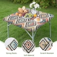 thumbnail image 4 of Washable bohemian style square tablecloth with elastic hem, designed for dining tables and card tables, 4 of 6