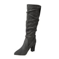 thumbnail image 2 of Wowcloth Women's Suede Knee High Boots - Chunky Heel Mid Height Winter Fashion with Casual Versatile Outfit Edgy Style, 2 of 9