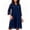 Dark Blue, variant on Women's Round Neck Lace Midi Dress 3/4 Sleeve Floral Overlay A-Line Dress for Wedding Guest Cocktail Party (Red,S)