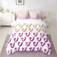 thumbnail image 2 of Homewish 3D Loves Pattern 7 Pieces Bedding Comforter Set,Modern Graffiti Full Bedding Set,Gold Purple White Fitted Sheet Flat Sheet For Girls,Breathable Home Decor Reversible, 2 of 8