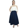 thumbnail image 4 of Bimba Women's Denim A-line Elastic Waist Designer Skirt With Front Button-S, 4 of 6