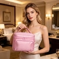 thumbnail image 5 of WANDF Makeup Bag for Women Men,Travel Cases Cosmetic Bag with Handle Make Up Organizer,Toiletry Organizer Portable Bathroom Bag(Pink Bag), 5 of 8