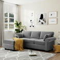 thumbnail image 2 of Modern L-Shaped Sectional Sofa, Gray Mid Century Couches and Sofas with 2 Pillows, Soft Polyester Blend 3-Seater Upholstered Couch for Small Space, High End Furniture Sofa Set for Living Room, Q14164, 2 of 12