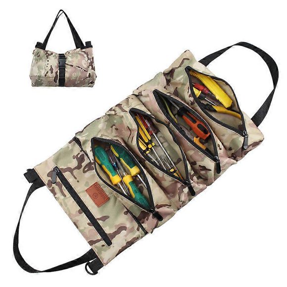 Sac à Outils Roulant Multi-Usage, Sac à Outils Oxford Sans Outils, Pochette à Outils Oxford Robuste, avec 5 Poches Zippées, pour Voiture Moto Électricien