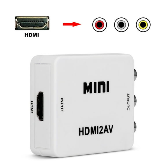 HDMI to AV Adapter,HDMI to CVBS 3RCA Composite 1080P Video Audio Converter Adapter with USB Charge Cable Supports PAL/NTSC Compatible with PS4 Xbox TV Stick Roku Blu-Ray DVD Player - White