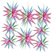 SKYSONIC 8 Pcs Star Balloons, Large Black Explosion Star Foil Balloons for Celebrations, Including Ribbon and Straw, Perfect for Various Party Themes