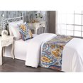 thumbnail image 2 of Paisley Bed Runner Set, Floral Design Traditional Drop Look Motifs with Dots and Delicate Blooms, Decorative Bedding Scarf & a Pillow Sham for Hotels Homes, Twin, Marigold Rust Blue, by Ambesonne, 2 of 3
