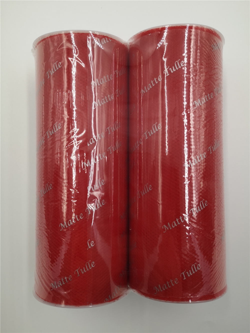 (2 pack) Fuzhou Unbrand 6inch 25Yd Red Matte Tull Fabric,100% Polyester, by the Bolt