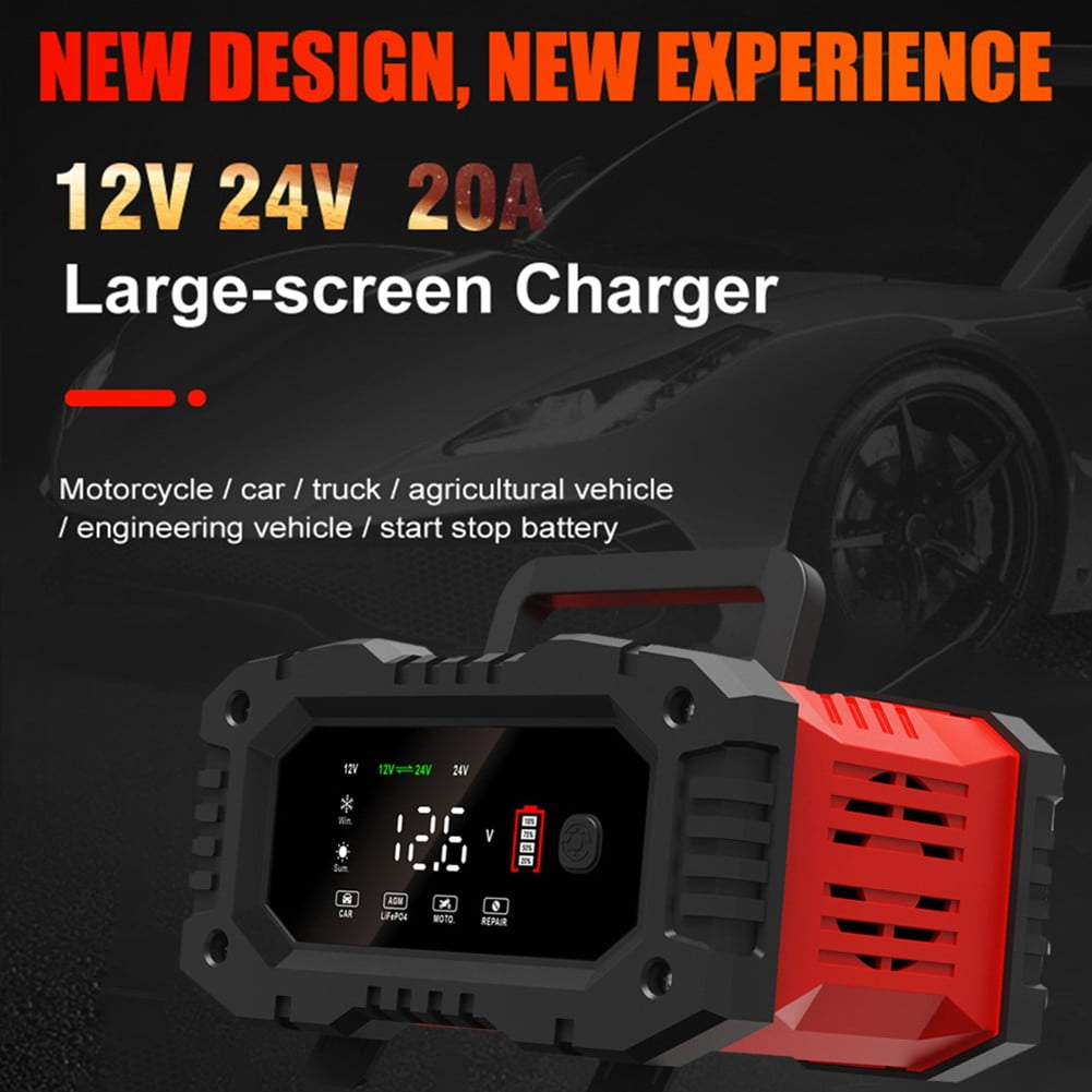Car Battery Charger 12V/24V Smart trickle Charger,Lithium,Lifepo4,Lead Acid