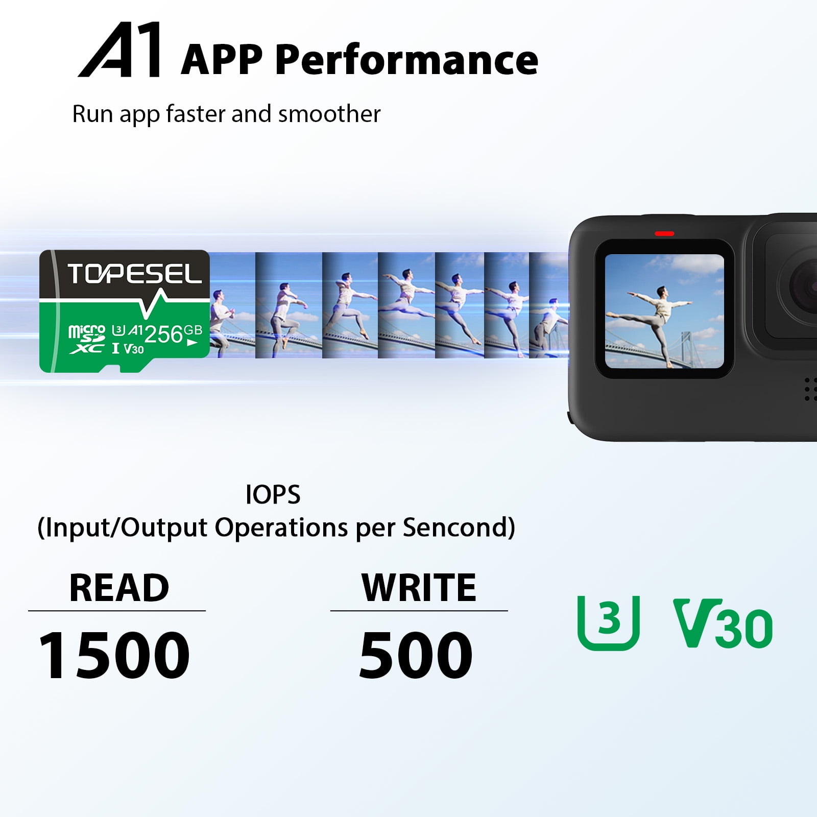 256GB Micro SD Card with Adapter TOPESEL Memory Cards A1 V30 U3 Class 10 TF Cards