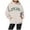 Beige, variant on Women's Letter Printed Round Neck Pullover Long Sleeve Hoodie White M