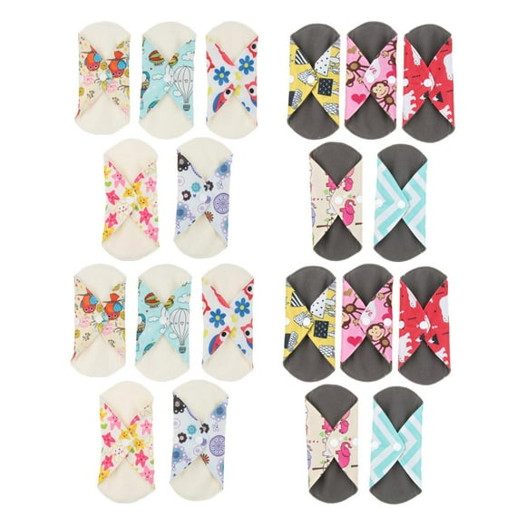 20Pcs Mujeres CHARCOAL Bamboo Almohadillas Menstruales Reutilizables Sanitarias Panty Liners 7 " Macarena Almohadillas sanitarias reutilizables