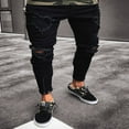 thumbnail image 3 of Men Slim Biker Denim Jeans Skinny Frayed Pants Distressed Rip Troursers, 3 of 6