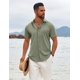 thumbnail image 2 of Camisa COOFANDY de lino verde salvia de manga corta para hombre, 2 of 6