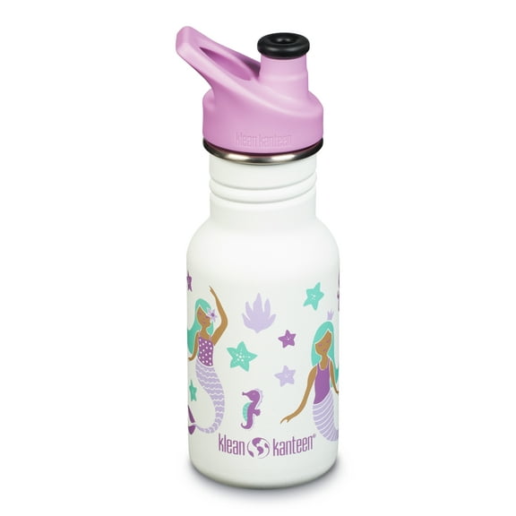 Klean Kanteen 12 fl oz Stainless Steel Kid Water Bottle Sport Cap Mermaids
