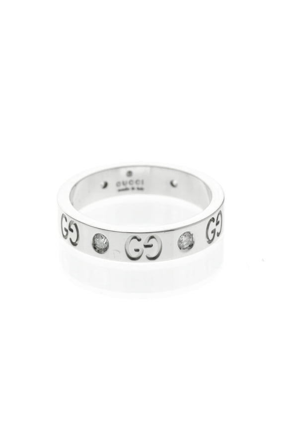 Pre-Owned Gucci Icon Diamond Ring White Gold (18K) Fashion Diamond Band Ring Silver