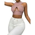 thumbnail image 3 of ZAXARRA Cross Wrap Crop Tops Sleeveless Solid Color Cutout Tank Tops, 3 of 9