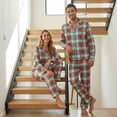 thumbnail image 6 of Nibbcoa Family Matching Pajamas Set Classic Plaid Long Sleeve Turn Down Collar Tops  Loungewear, 6 of 10