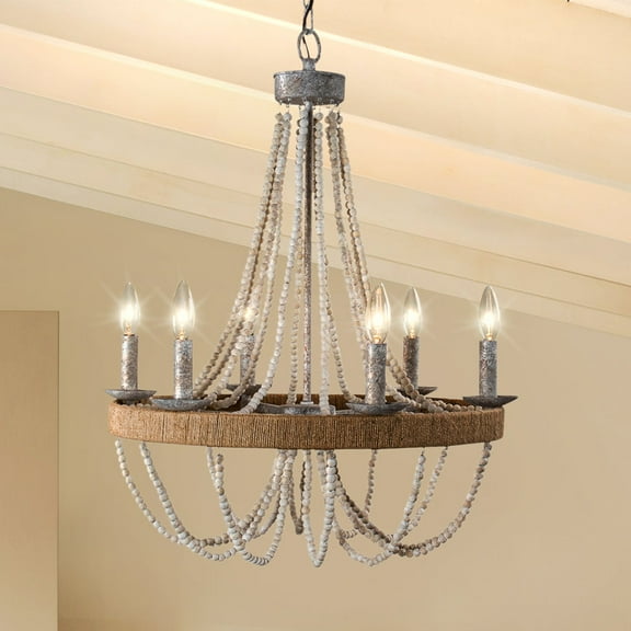Luxury Coastal Chandelier, Distressed Gray, ULB2420