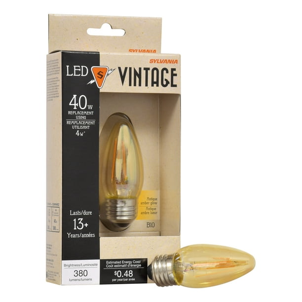 Sylvania Ultra Vintage LED Light Bulb, 40W Equivalent, B10 Medium Base