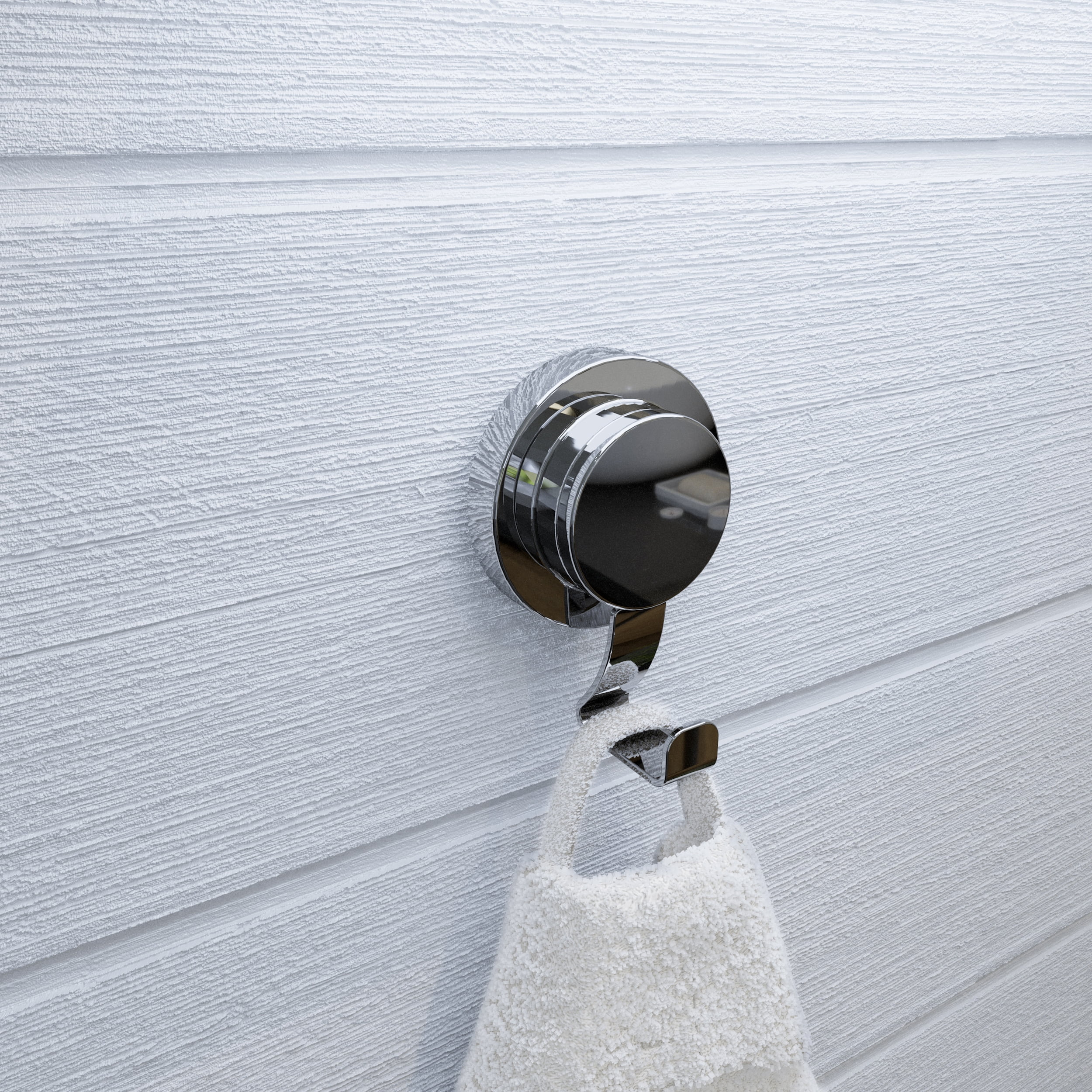 Croydex Stick n Lock Adhesive Chrome Bath Robe and Towel Holder, Durable Hand Towel Hooks