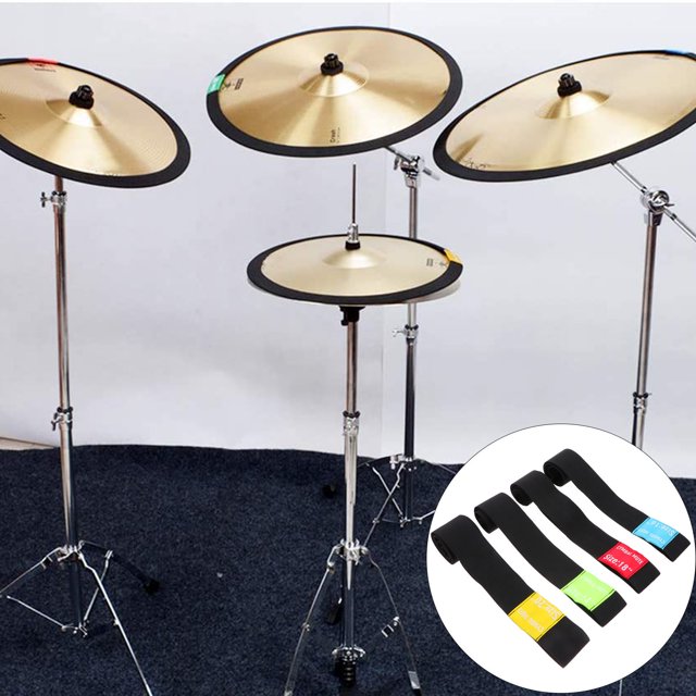 Hytrove 4pcs Drum Cymbal Dampeners Polyester Volume Control Drum Accessories for Drummers 16 Inch