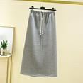 thumbnail image 3 of Brondbend Women's Skirts Midi Skirt Solid Color Slim Mid-Calf Skirt Retro Skirts Comfortable Dress Office Clearance Sale Gray Skirt for Women Size-XL, 3 of 6