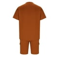 thumbnail image 4 of Ensemble Décontracté à Manches Courtes et Col Rond et Shorts à Taille Élastique avec Cordon pour Hommes, Mélange Coton Polyester, Noir, P, 4 of 8