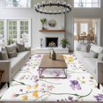 thumbnail image 3 of 5'x8' Area Rugs, Purple Floral Blossom Indoor Outdoor Area Rug for Living Room Bedroom, Spring Rustic Botanical Washable Bathroom Rugs Kitchen Floor Carpet Mats Home Decor Aesthetic, 3 of 8