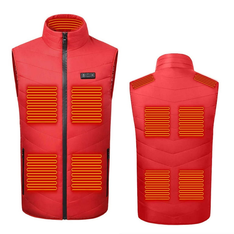 HAPIMO Sales Men And Women 11 Zone Heating Vest Three Control Electric  Heating Warm Horse Jacket With The Same Jacket+Neck Massage Red L 