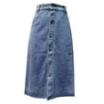 thumbnail image 4 of Ashirexll Denim Skirt Women, High Waisted Skirts for Women, Summer Denim Dress Pocket Skirt Casual Mid-Length Skirt Blue A M, 4 of 8