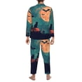 thumbnail image 2 of Halloween Costumes Mens Pajamas Set, Halloween Night Sky Black Cat Bat Halloween Pajamas Button Down Long Sleeve Loungewear Halloween Sleepwear Pjs sets for Men, 2 of 7