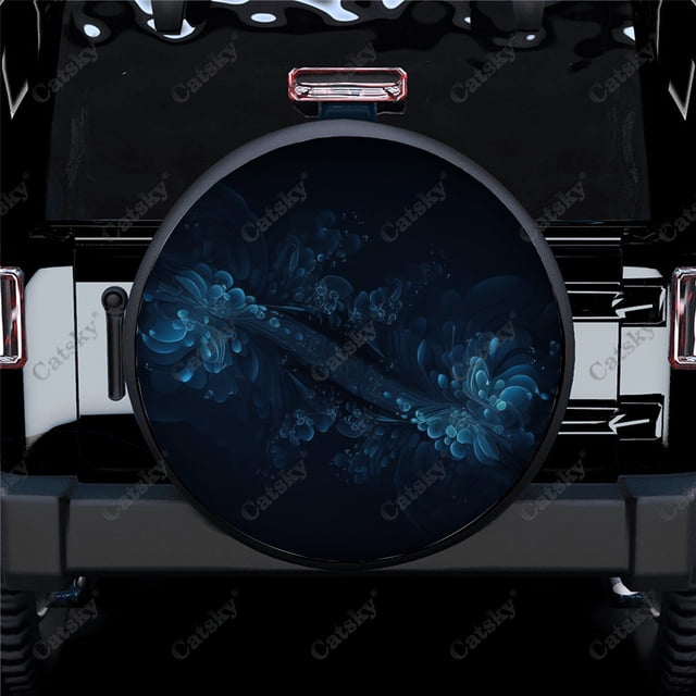 Dark Abstract Flower Polyester Universal Spare Wheel Tire Cover Custom Tire-Covers for Trailer RV SUV Truck Camper