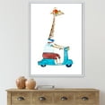 thumbnail image 2 of Giraffe Dressed Up Wearing Helmet & Riding Blue Scooter 12 in x 20 in Framed Painting Canvas Art Print, by Designart, 2 of 5
