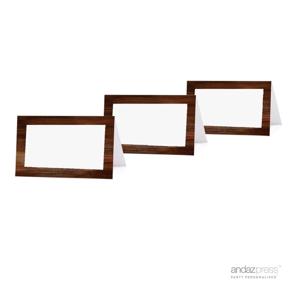 Koyal Wholesale Rustic Wood Paper Table Tent Place Cards, 20-Pack Wedding Seating Cards