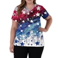 thumbnail image 3 of 4th of July Scrub Tops for Women Stretchy V-neck Short Sleeve Red White and Blue Sequin Printed Scrubs 2026 US 250th Anniversary New Medical Plus Size Scrub T Shirts, 3 of 5