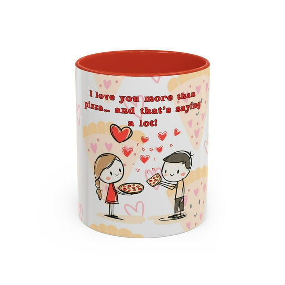 111 & Co. Cute Pizza Love Accent Coffee Mug 11 oz | Perfect Gift for Valentines Pizza Lovers