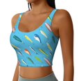thumbnail image 2 of Gukieu Different Color Fishing Bait Print Women's Sports Vest, Low-neck U-shaped Removable Pad Sports Bra for Yoga, Exercise, Dance-X-Large, 2 of 8