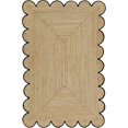 thumbnail image 1 of Hand Woven Farmhouse Jute Area Scalloped Rug Natural Scallop Pattern Jute Bohemian Base Black Trim Rug (Black, 5'x7'), 1 of 6
