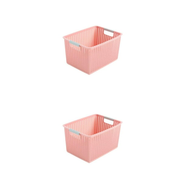 Billuyoard Caja de plástico duradera - Organizador de almacenamiento apilable para habitación o dormitorio Organizador de dormitorio Cesta rosa METRO 2Conjunto