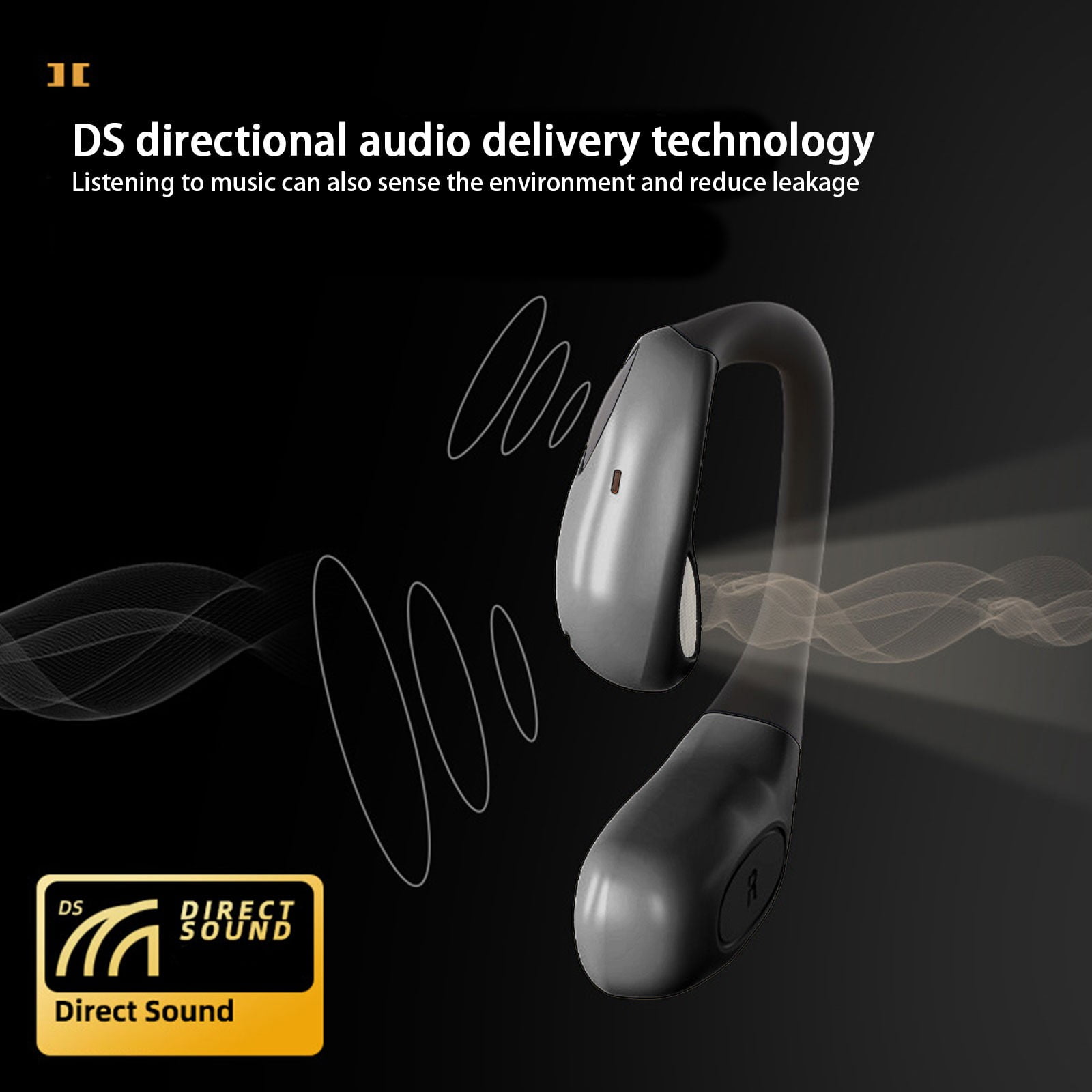 Open Ear Clip Wireless Earbuds Bluetooth 5.4, Lightweight Comfort Sports Bone Conduction Headphones Built-in Mic for Clear Audio, Stable Fit Earphones 24H Play(Black)