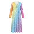 thumbnail image 5 of SEANATIVE Women's Housecoat Soft Cozy Sleepshirt Button Front Nightshirt Long Sleeve Indoor Home Bedroom Dress Long Length Sleepwear Comfortable Loungewear, M, Rainbow Mermaid Scale Print, 5 of 7