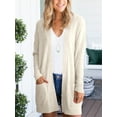 thumbnail image 4 of Women's open front long sweater knitted cardigan coat with pockets, 4 of 5