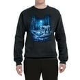 thumbnail image 2 of Wild Bobby, Tiger In The Snowy Night Animal Lover Unisex Crewneck Graphic Sweatshirt, Black, Small, 2 of 3