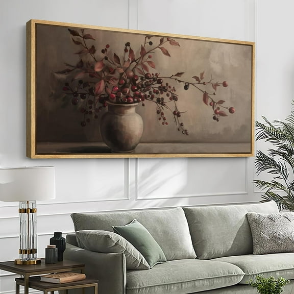 IDEA4WALL Extra Large Framed Canvas Print Wall Art Gold-Accented Cloud View Art Abstract Cloudscape with Metallic Highlights Fine Art Oversized Artwork Minimalist for Rooms - 60"x30"