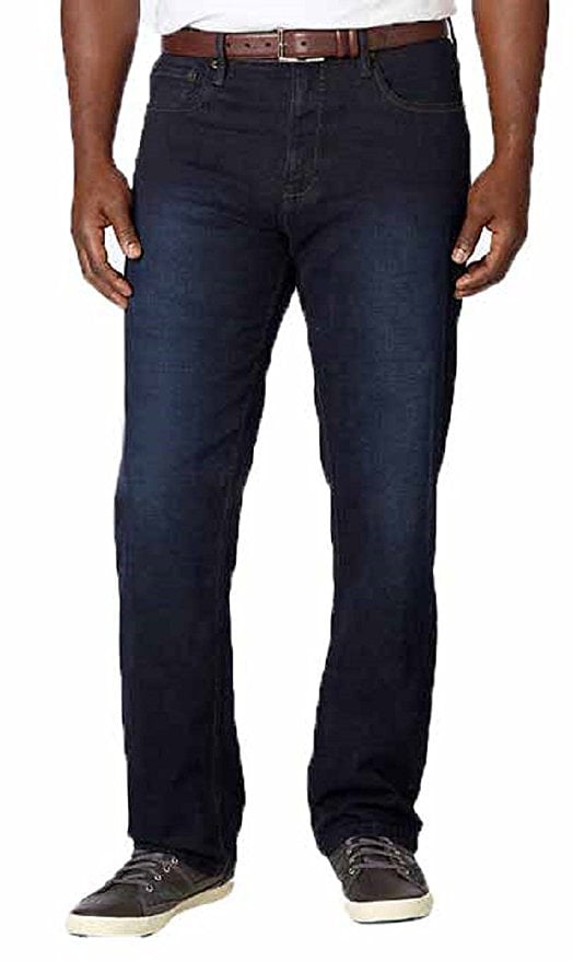 MEN'S URBAN STAR STRETCH RELAXED STRAIGHT LEG AUTHENTIC JEANS,DARK WASH BLUE NEW 