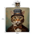 thumbnail image 2 of Cat Portable Canvas Picnic Blanket Waterproof Backing for Outdoor Travel - Foldable and Compact Mat for Camping and Beach - Blue Stripe Pattern - Easy to Clean and Durable Materials, 2 of 6