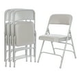 thumbnail image 2 of Hampden Furnishings Bernadine Collection Vinyl Triple Brace Folding Chair, Grey, Pack of 4, 2 of 4