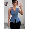 thumbnail image 5 of Womens Summer Vest Tops Dressy Business Casual V-Neck Sleeveless Button Down Trendy Outfits Blue L, 5 of 8
