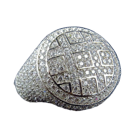 PULABO Mens Titanium Ring Wedding Band Cubic Zirconia Ethnic Style Men Full Stones Wedding Ring With Gift Box